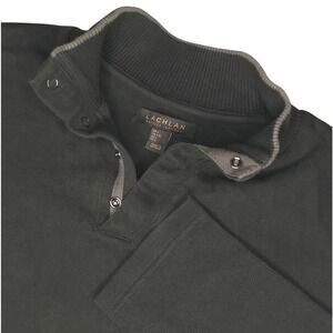 Lachlan British Inspired- Black Ribbed Pullover with 4 Snaps at neck line